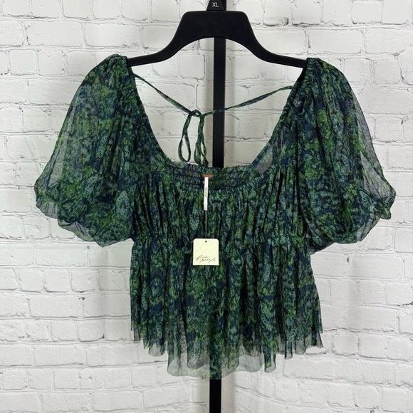 Free People Tops - Free People Penelope Blouse Deep Sea Color New With Tags Size Small